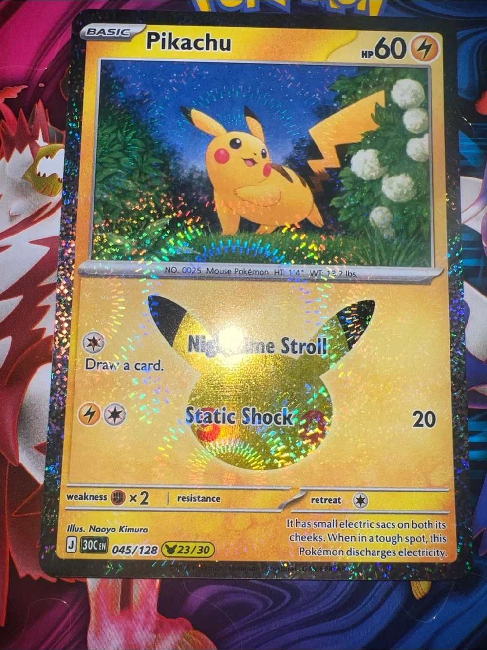 Pokemon Yellow Holographic Pikachu Trading Card